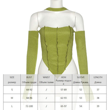 Kinky Cloth Green / S Irregular Halter Corset Crop Top