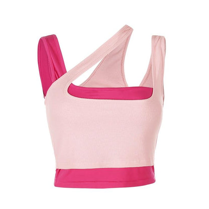 Kinky Cloth 200000790 Pink / L Irregular Hollow Shoulder Strap Crop Top