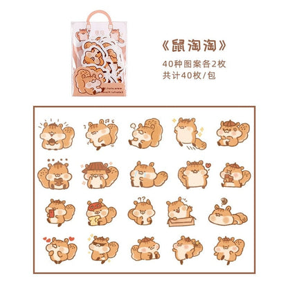 Kinky Cloth E Kawaii Animal Box Stickers 40 Pcs/lot