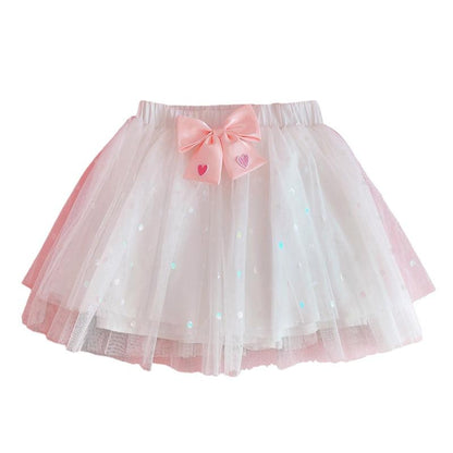 Kinky Cloth 349 White / S Kawaii Bow Tulle Mini Skirt