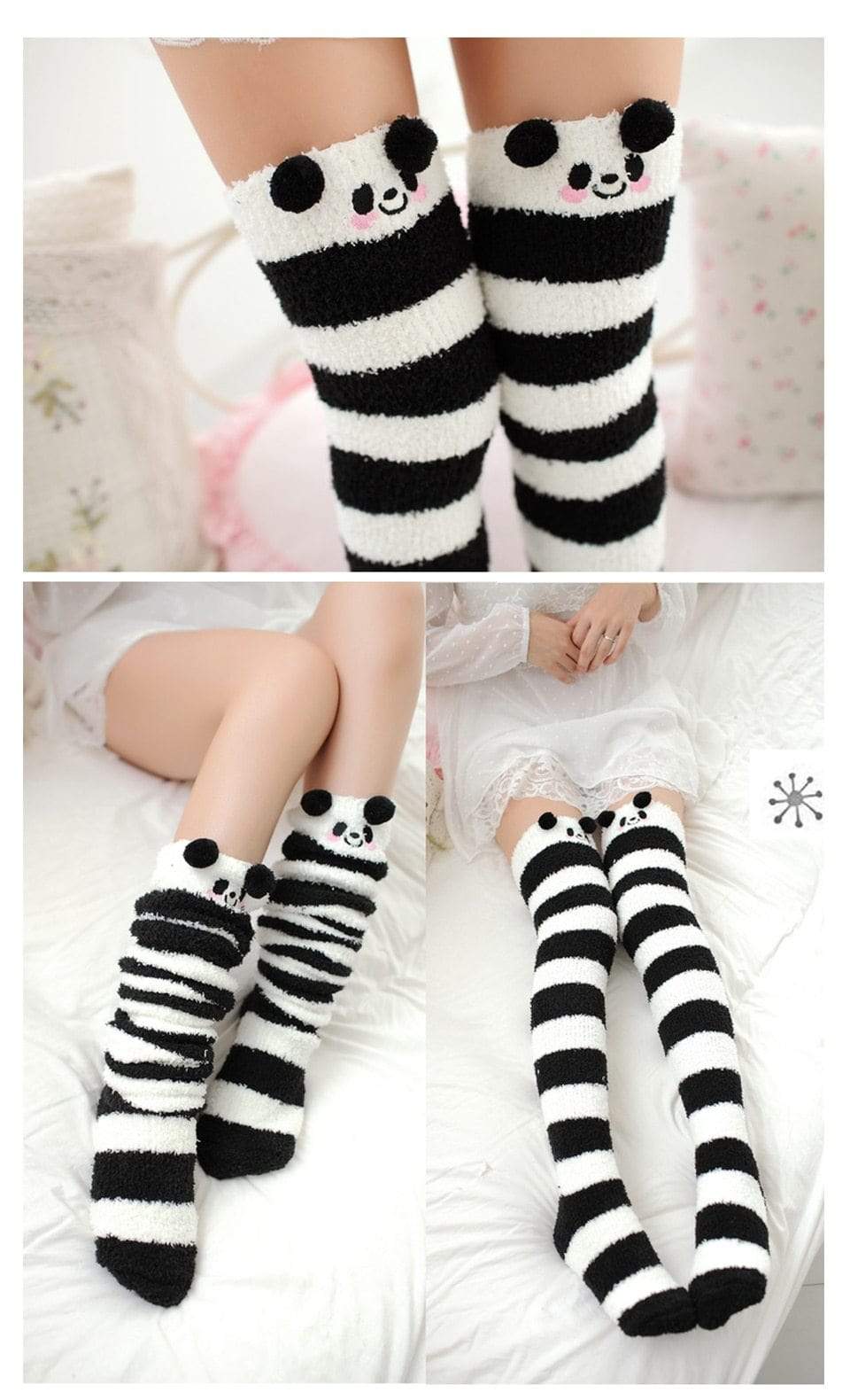 Kawaii Fuzzy Animal Thigh High Socks