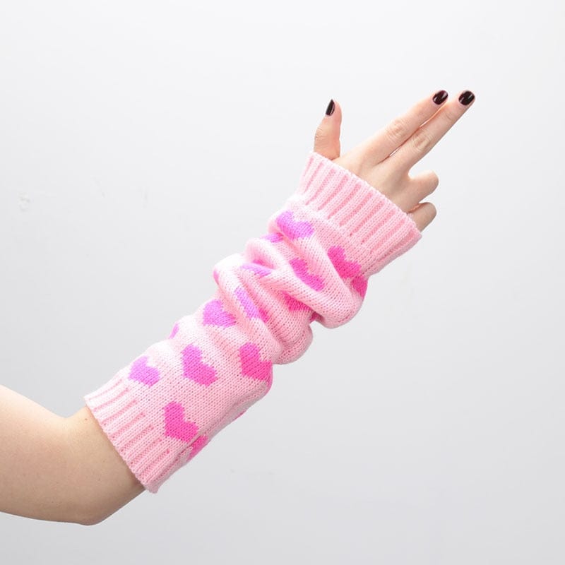 Kinky Cloth Pink / Length 29cm Kawaii Heart Arm Sleeve