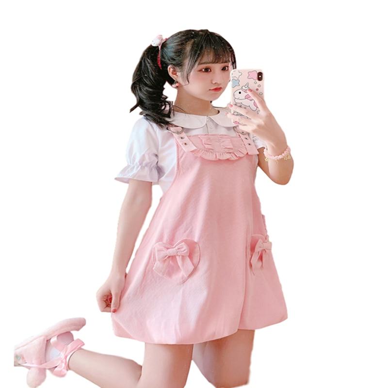 Kinky Cloth 200000347 Pink / S Kawaii Heart Bow Pocket Overalls