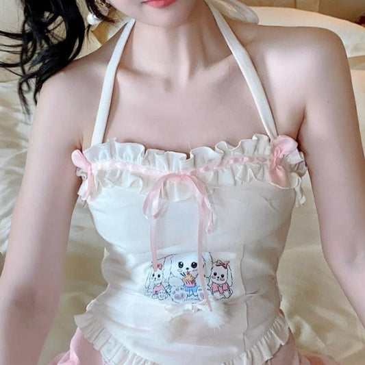 Kinky Cloth Kawaii Lolita Print Bow Vest