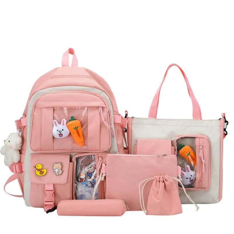 Kinky Cloth pink 2 / No doll and pendant Kawaii Multi Pockets Backpack