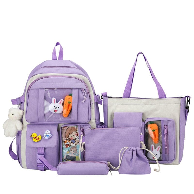 Kinky Cloth purple 2 / No doll and pendant Kawaii Multi Pockets Backpack