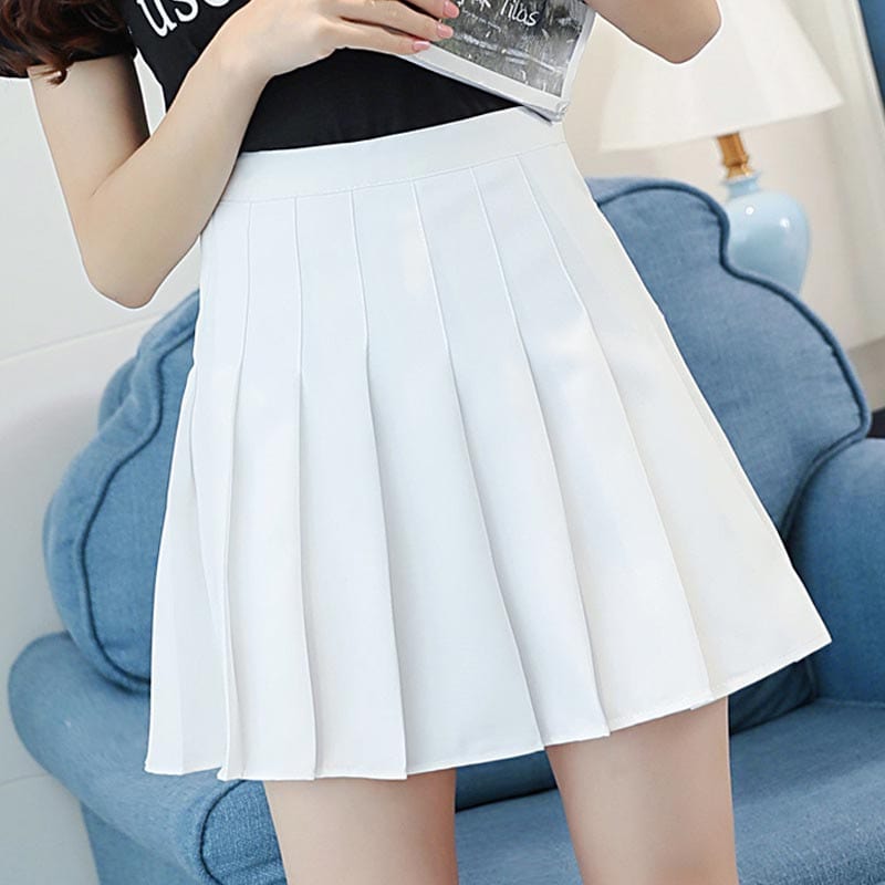 Kinky Cloth White / XS Kawaii Pleated Skirt