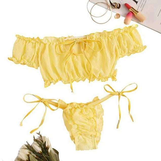 Kinky Cloth Yellow / S Kawaii See Through Lingerie Set