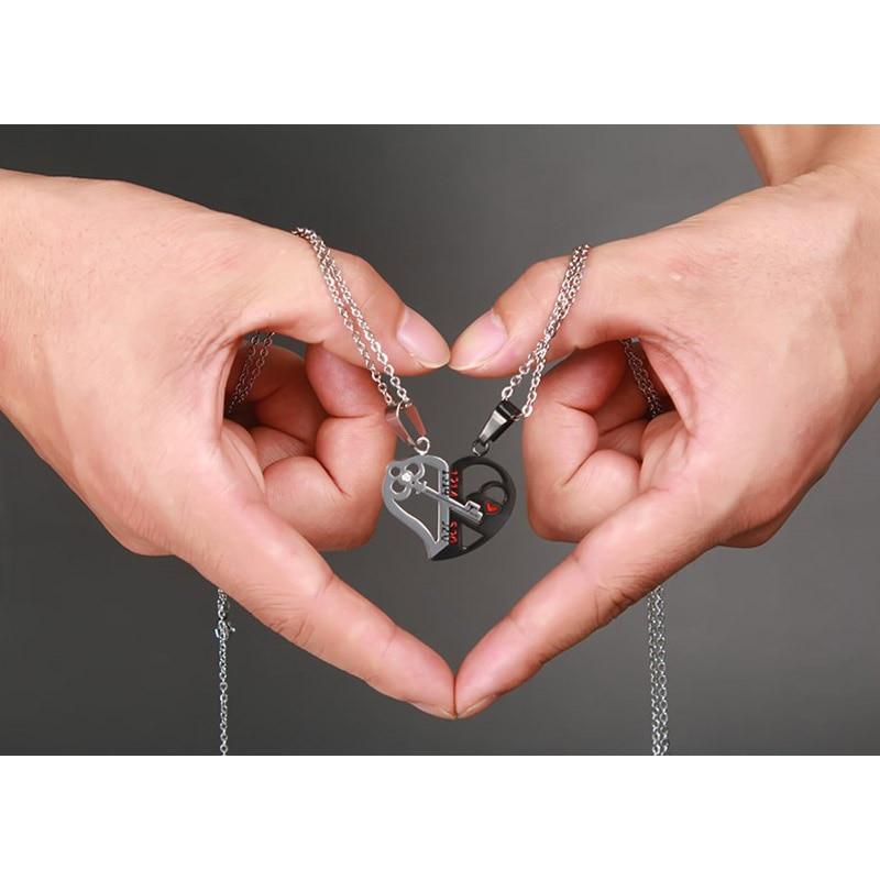 Kinky Cloth 200000162 Key & Lock Heart Shape Couple Necklace