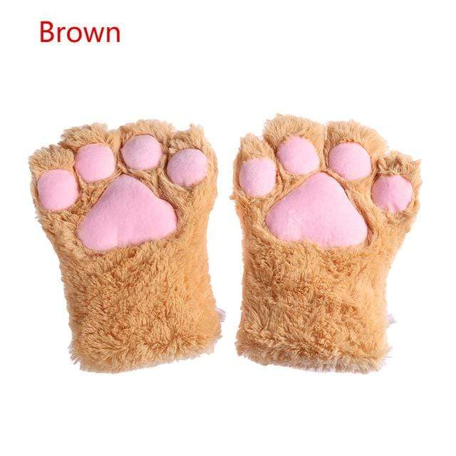 Kinky Cloth Brown / One Size Kitten Paw Gloves