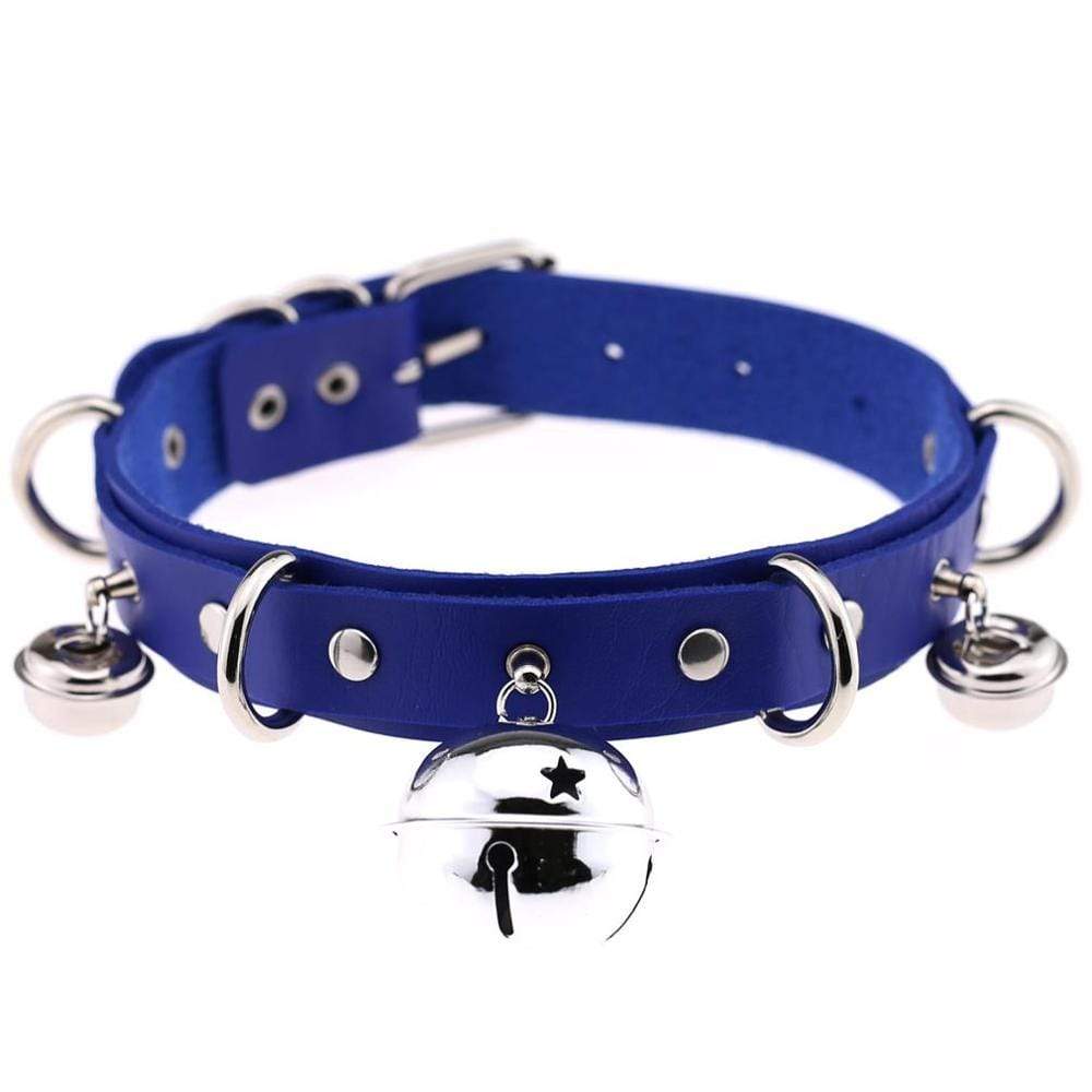 Kinky Cloth Necklace Blue Kitty Bell Collar