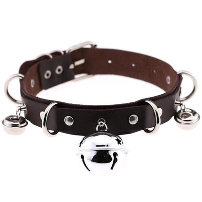 Kinky Cloth Necklace Coffee Kitty Bell Collar