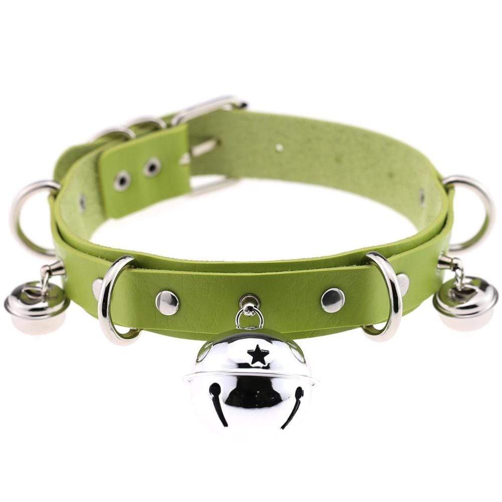 Kinky Cloth Necklace Green Kitty Bell Collar
