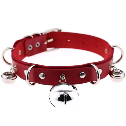Kinky Cloth Necklace Red Kitty Bell Collar