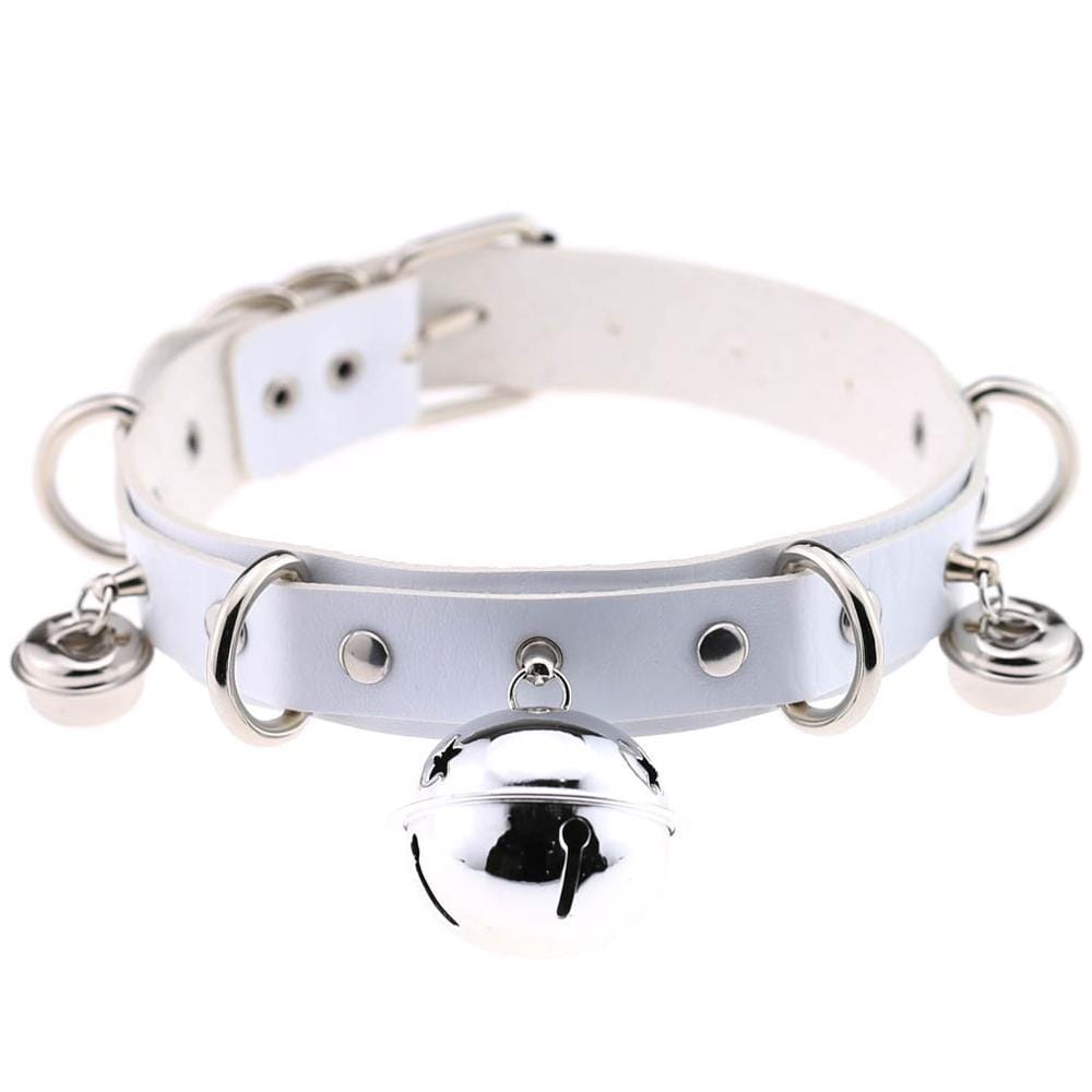 Kinky Cloth Necklace White Kitty Bell Collar