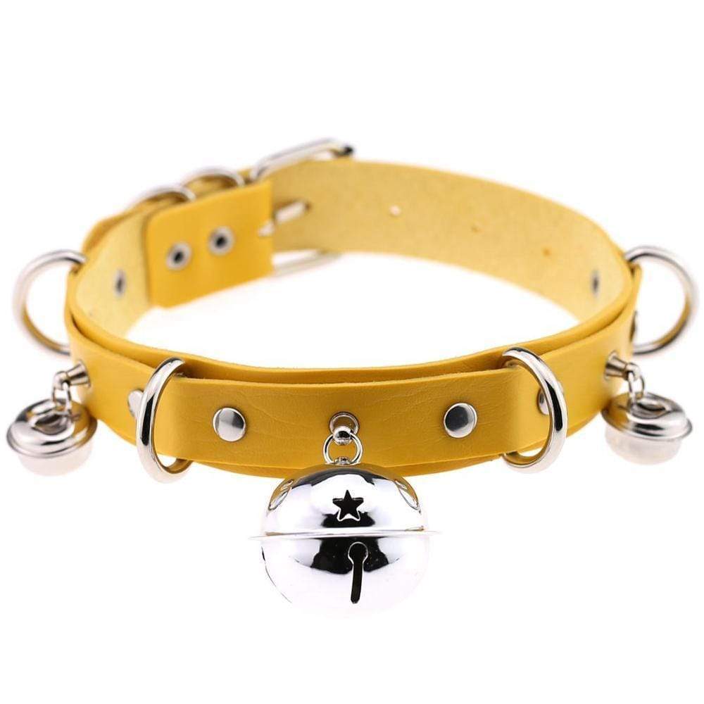 Kinky Cloth Necklace Yellow Kitty Bell Collar