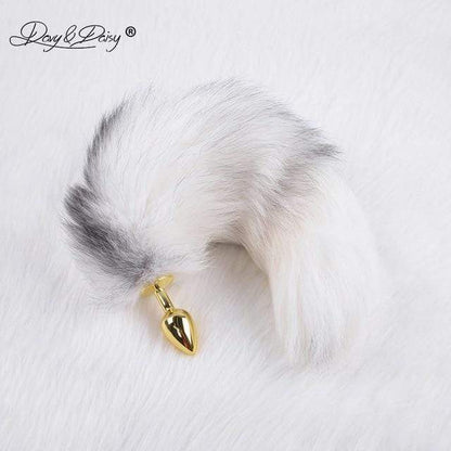 Kinky Cloth Accessories Golden White Tail Kitty Cat Tail Plug