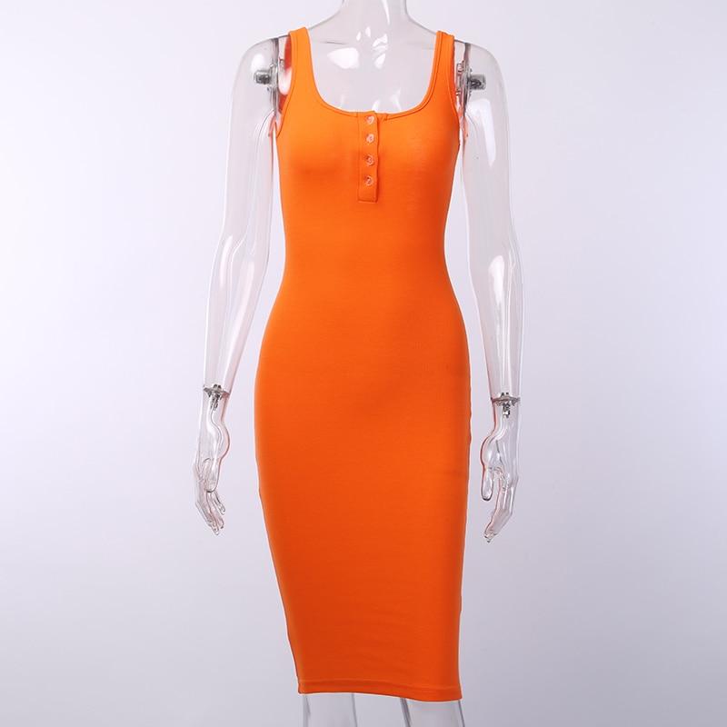 Kinky Cloth 200000347 Orange / S Knee-Length Knitted Sleeveless Bodycon