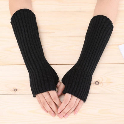 Kinky Cloth Black / Length 30cm Knitted Fingerless Arm Warmers
