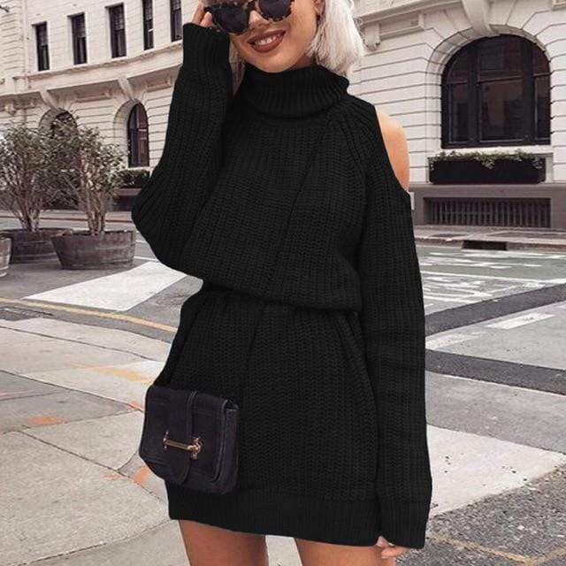 Kinky Cloth Dresses black / XXL Knitted Sweater Dress