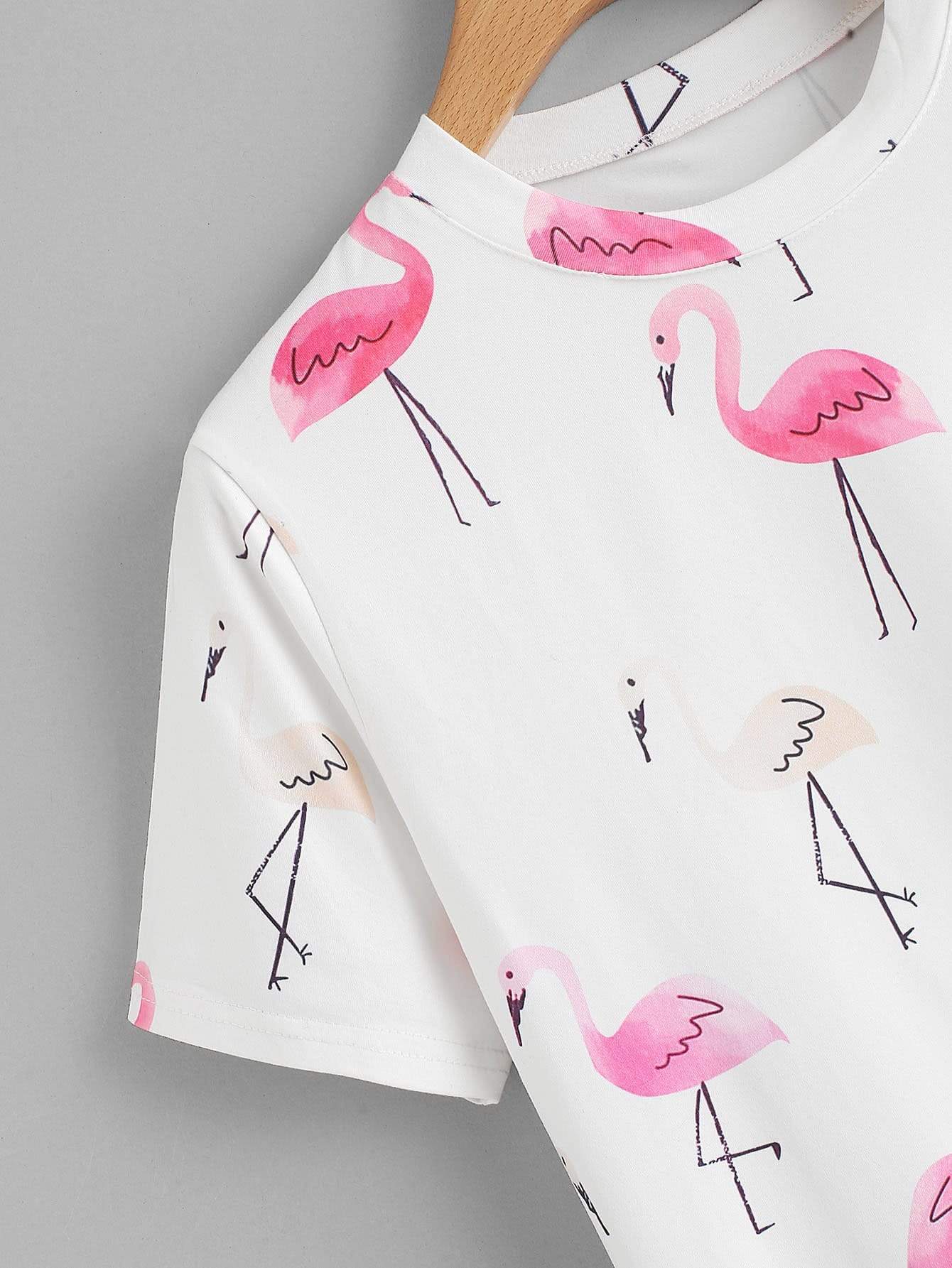 Celeste Women's Clothing L Knot Sided Flamingo Tee