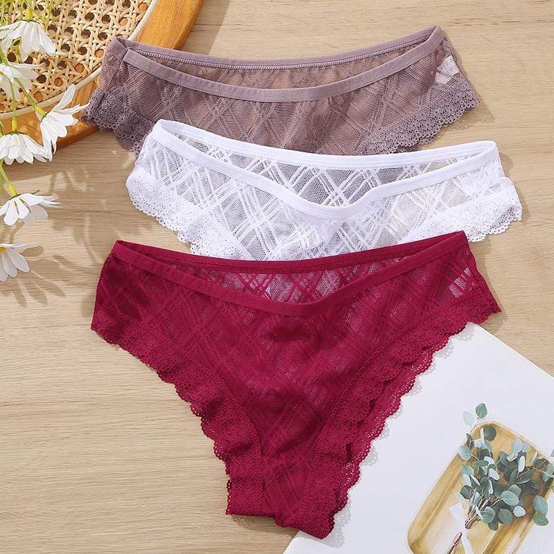 Kinky Cloth Set 8 / M / China|3Pcs Lace Geometric Panties