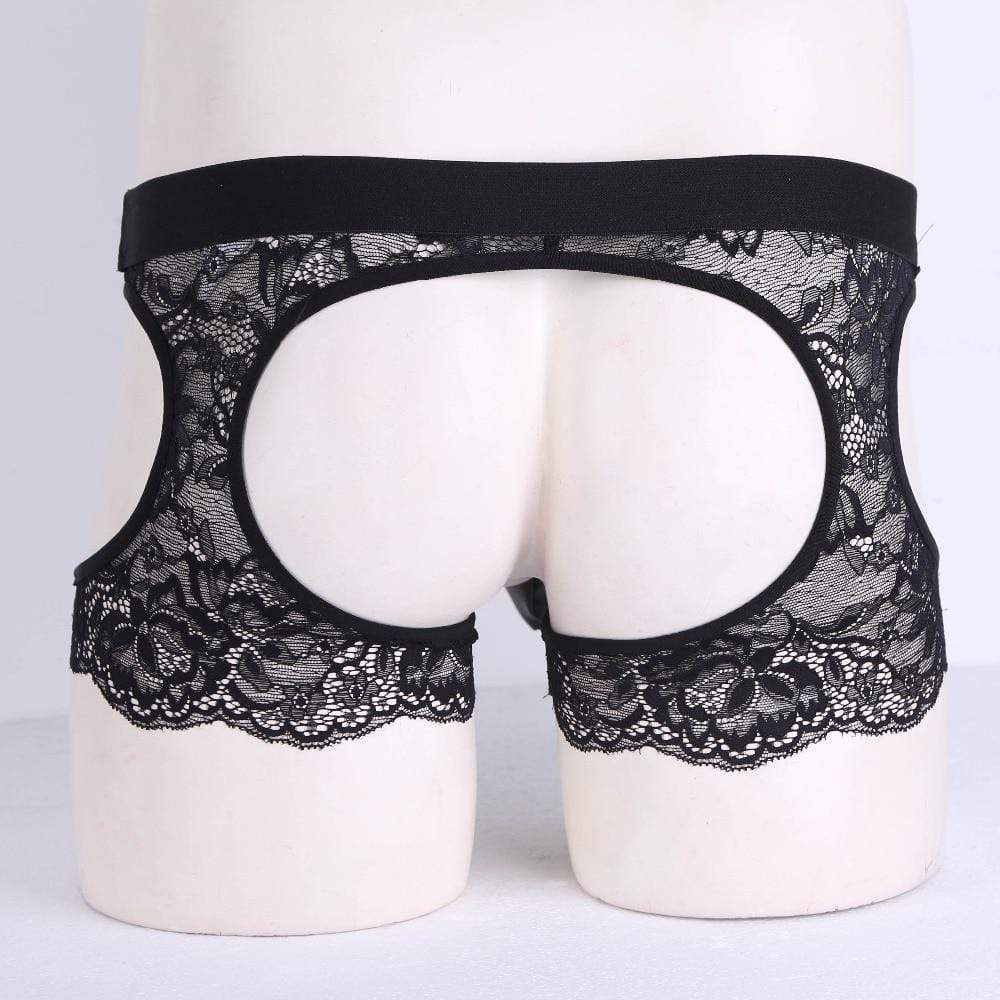 Kinky Cloth Lace Hollow Out Crotchless Boxer Shorts