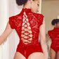 Kinky Cloth Bodysuit Red / L Lace Open Back Bodysuit