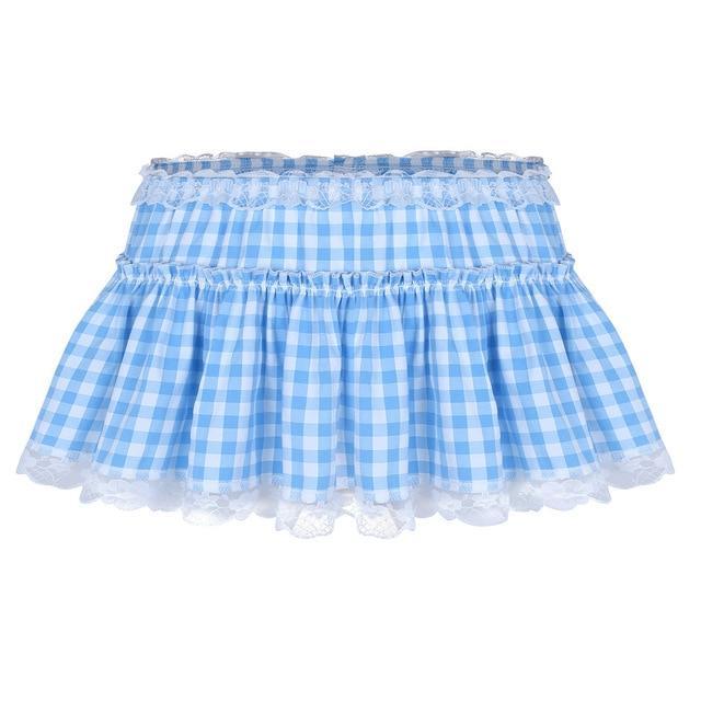 Kinky Cloth Skirt Lace Plaid Mini Skirt