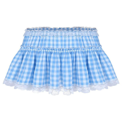 Kinky Cloth Skirt Light Blue / L Lace Plaid Mini Skirt