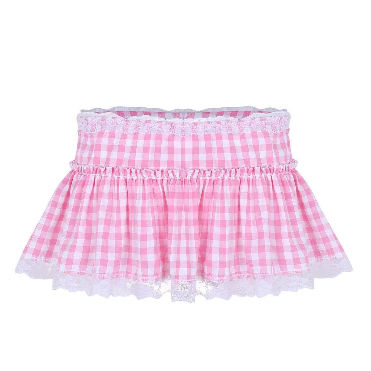 Kinky Cloth Skirt Pink / L Lace Plaid Mini Skirt