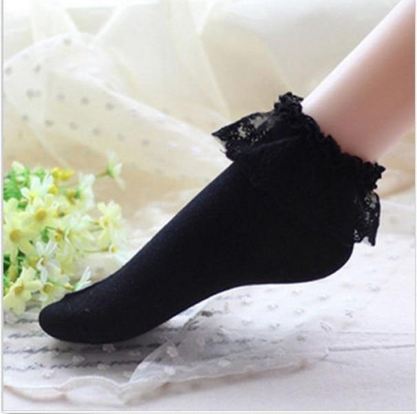 Kinky Cloth Socks Black Lace Ruffle Socks