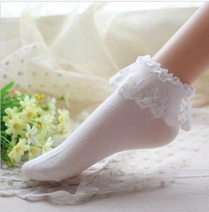 Kinky Cloth Socks White Lace Ruffle Socks