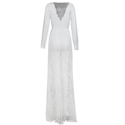 Kinky Cloth White / S Lace See-Through Long Dress