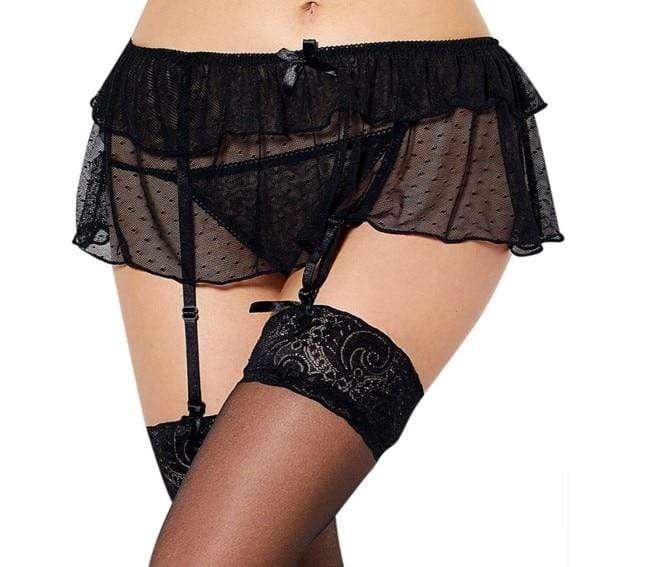 Kinky Cloth 200001886 Black Garter Belt / M Lace Skirt Garter Belt Suspender