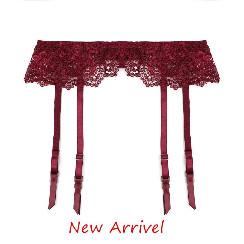 Kinky Cloth Lingerie Wine Red / L Lace Suspender Garter Belt