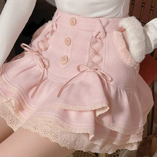 Kinky Cloth Lace Trim Bandage Mini Skirt