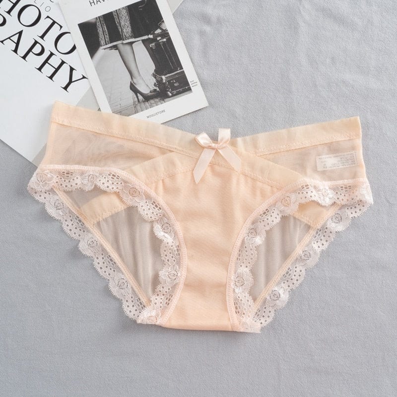 Kinky Cloth Skin / M / 1pc Lace Trim Mesh Bow Panties