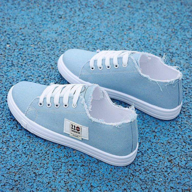Kinky Cloth Blue / 35 Lace-up Canvas Sneakers