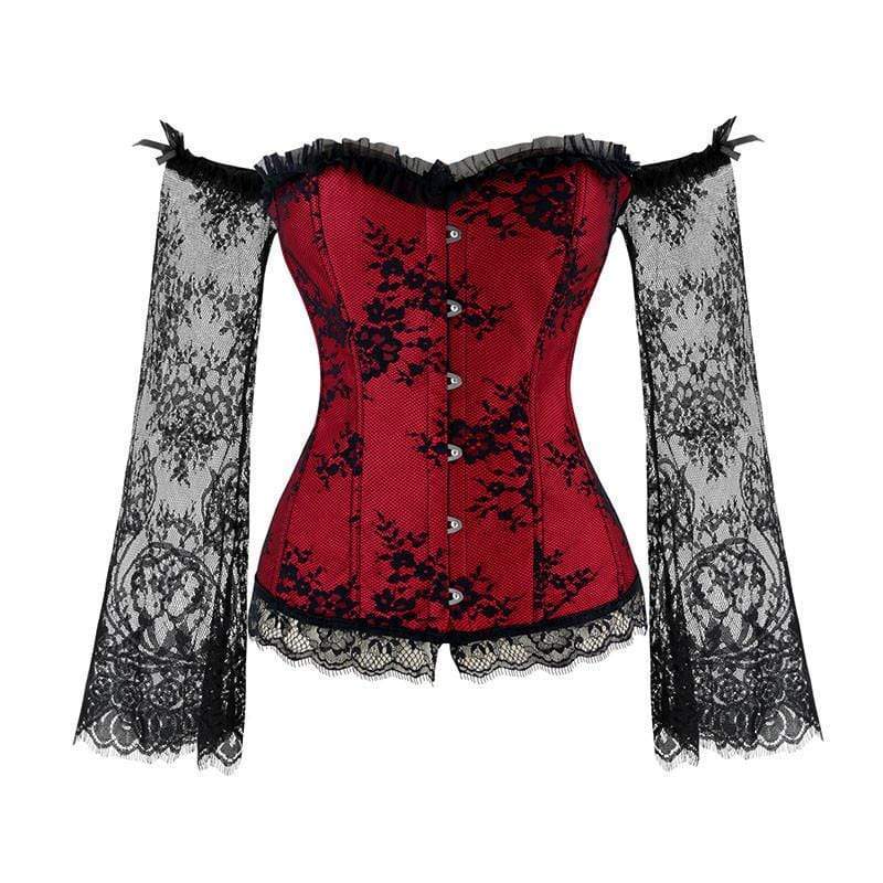 Kinky Cloth 200001885 Red / S Lace Up Long Sleeve Lace Corset