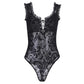 Kinky Cloth 201236202 Black / L Lace Up Mesh Hollow Out Patchwork Bodysuit