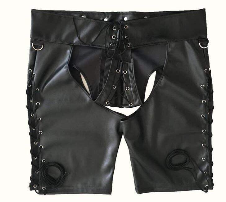 Kinky Cloth 200003584 Lace Up Open Crotch Bondage Shorts