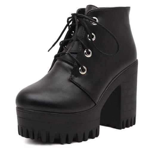 Kinky Cloth 200000998 Black / 4.5 Lace Up Platform Ankle Boots