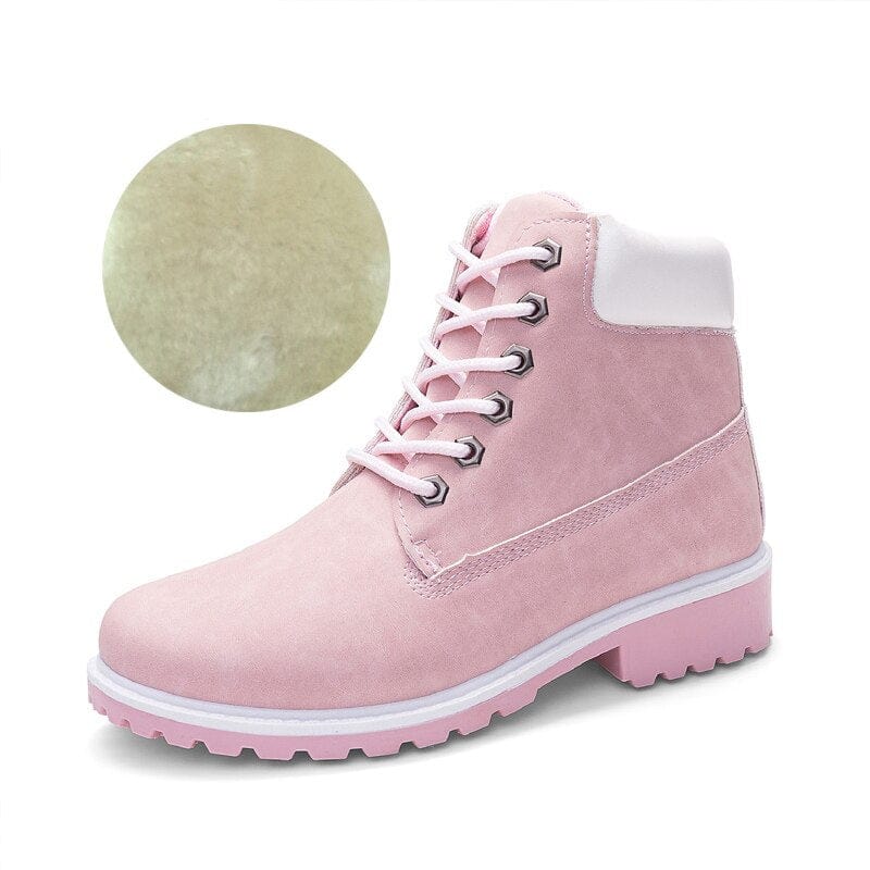 Kinky Cloth pink-plush / 5.5 Lace Up Plush Ankle Boot