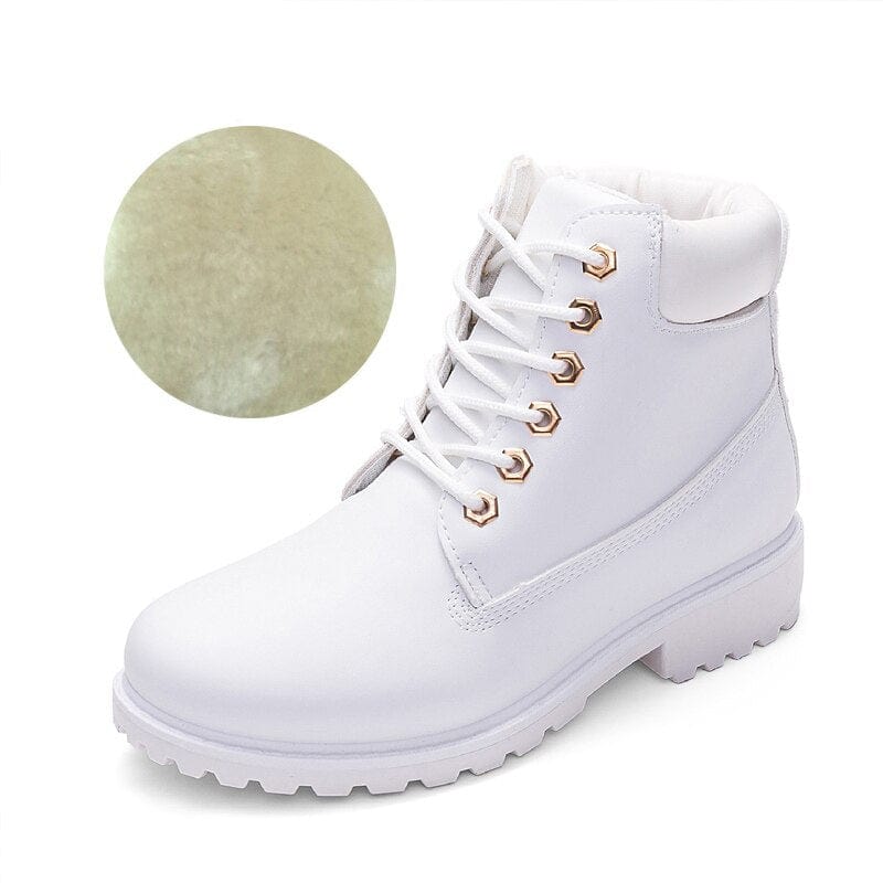 Kinky Cloth white-plush / 5.5 Lace Up Plush Ankle Boot