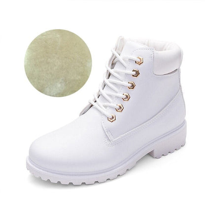 Kinky Cloth white-plush / 5.5 Lace Up Plush Ankle Boot