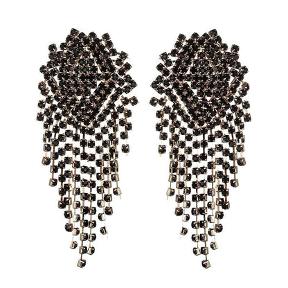 Kinky Cloth 200000168 Black Large Rhinestone Dangle Earrings