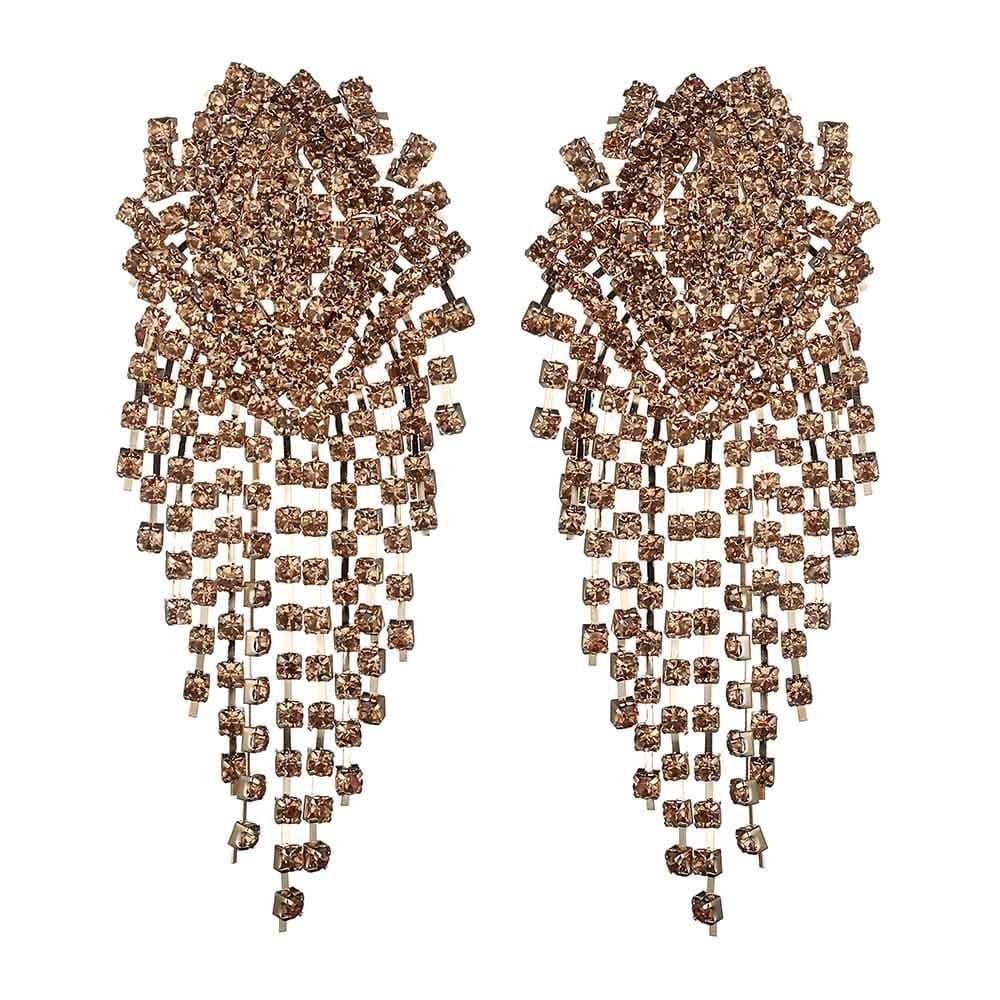 Kinky Cloth 200000168 Gold Large Rhinestone Dangle Earrings