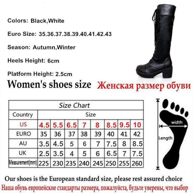 Kinky Cloth 200000998 Large Size Lace-Up Knee High Boots