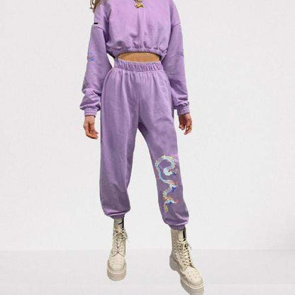 Kinky Cloth 200000366 Lavender Dragon Print Track Pants